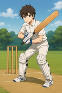 Correct cricket batting stance showing proper technique for beginners